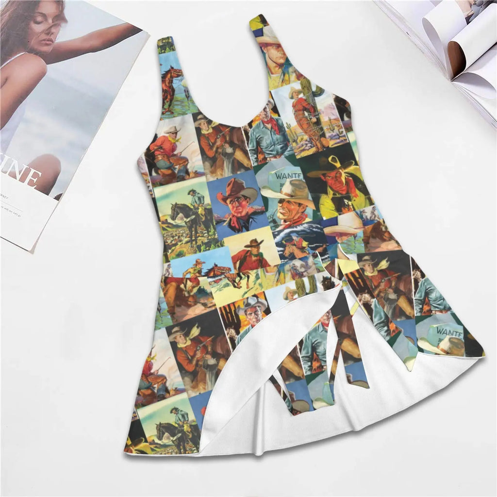 Baha Ranch Vintage Cowboy Skirted Swimsuit Baha Ranch Western Wear