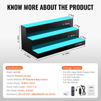 LED Lighted Liquor Bottle Display Bar Shelf RF & App Control 24' 3-Step