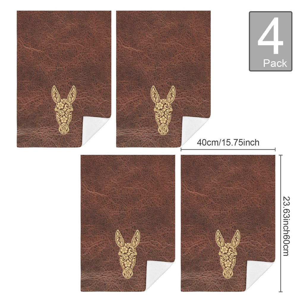 Baha Ranch Tooled Donkey Set of 4 Kitchen Dish Towels Made in America Baha Ranch Western Wear