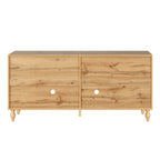 Carved Flower Door Large Storage Cabinet With Metal Handle Suitable For Living Room, Kitchen, Entryway(NATURAL WOOD)