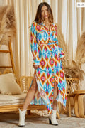 Ruidoso Aztec Button Down Dress Duster Plus Size Baha Ranch Western Wear