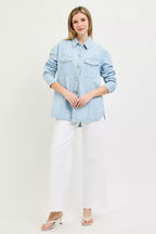 RISEN Oversized Stripe Denim Shaket