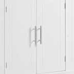 K&K Fluted Kitchen Island with Trash Can Storage Cabinet, Power Outlet, Internal Storage Rack, Rolling Kitchen Islands on 5 Wheels with 3 Drawer, 3 Open Side Racks for 10 Gallon Garbage Bin, White