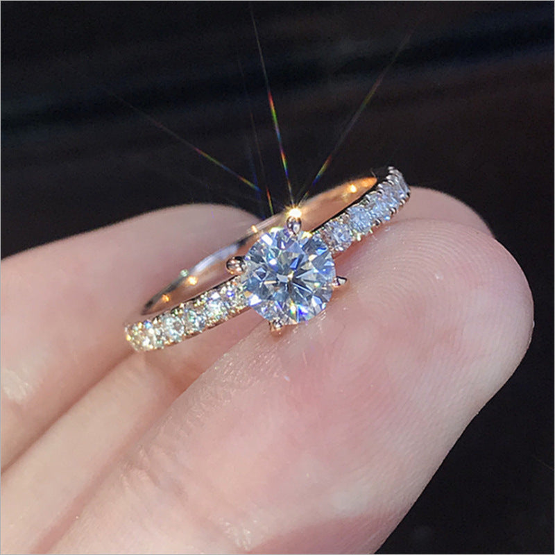 Simple S Silver Plated Simulation Diamond Ring