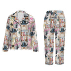 Baha Ranch Danilo Painted Cowgirl Western Satin Long Pajama Set Baha Ranch Western Wear