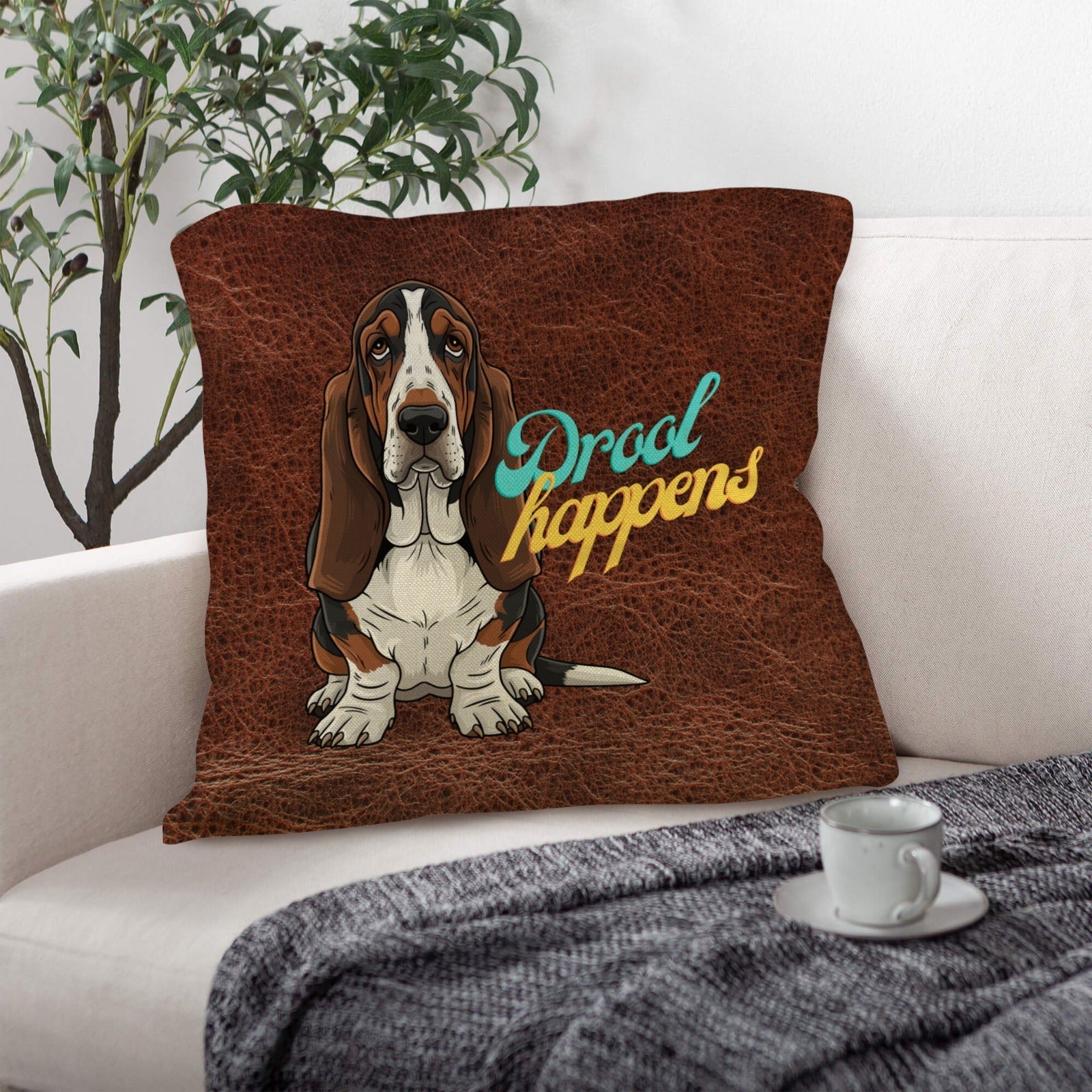Baha Ranch Basset Hound Drool Happens Pillow Case Made In America Baha Ranch Western Wear