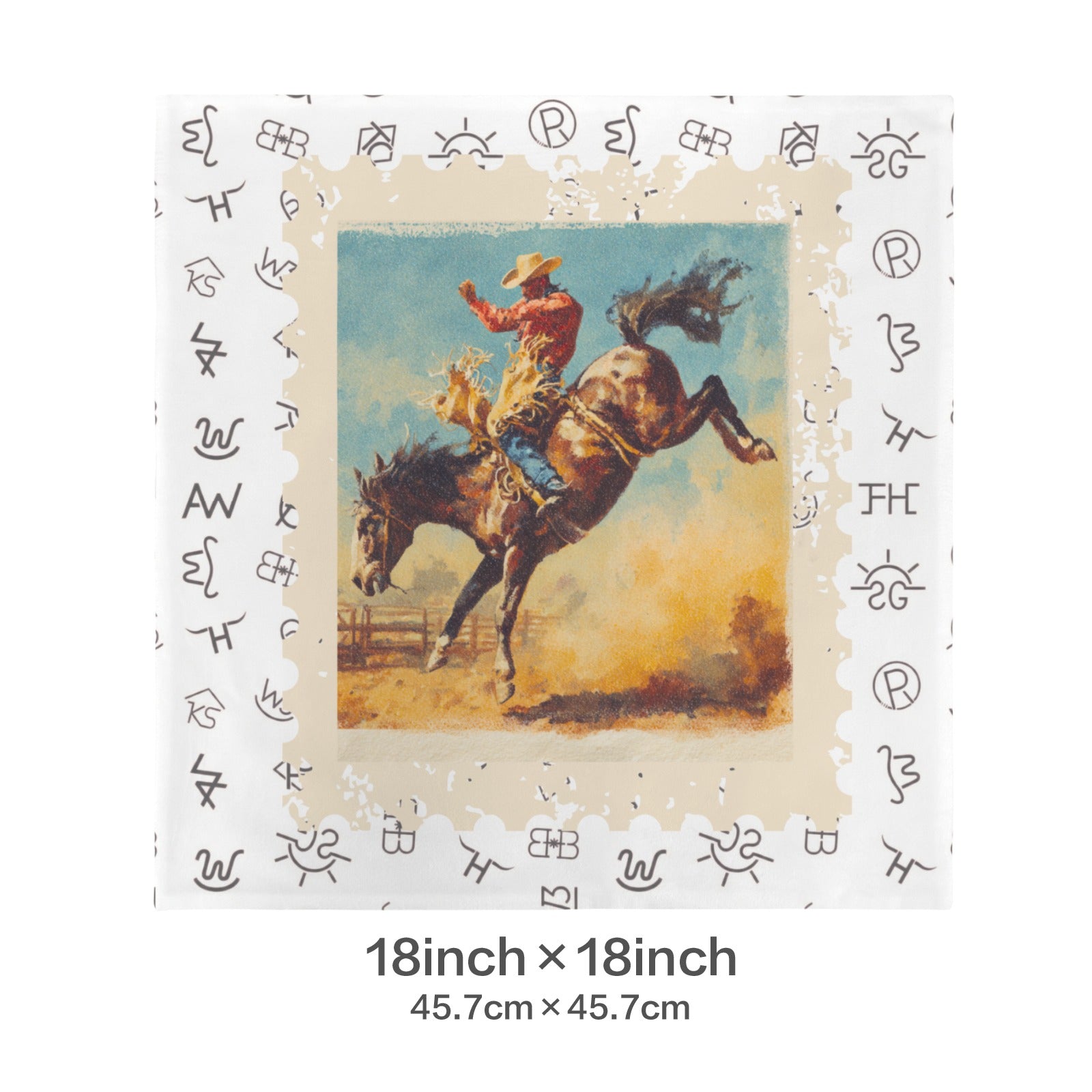 Baha Ranch Stamped Rodeo 2 Velvety Soft Pillow Case Made in America Baha Ranch Western Wear