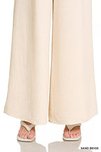 Zenana Woven Airflow Elastic Waistband Pants