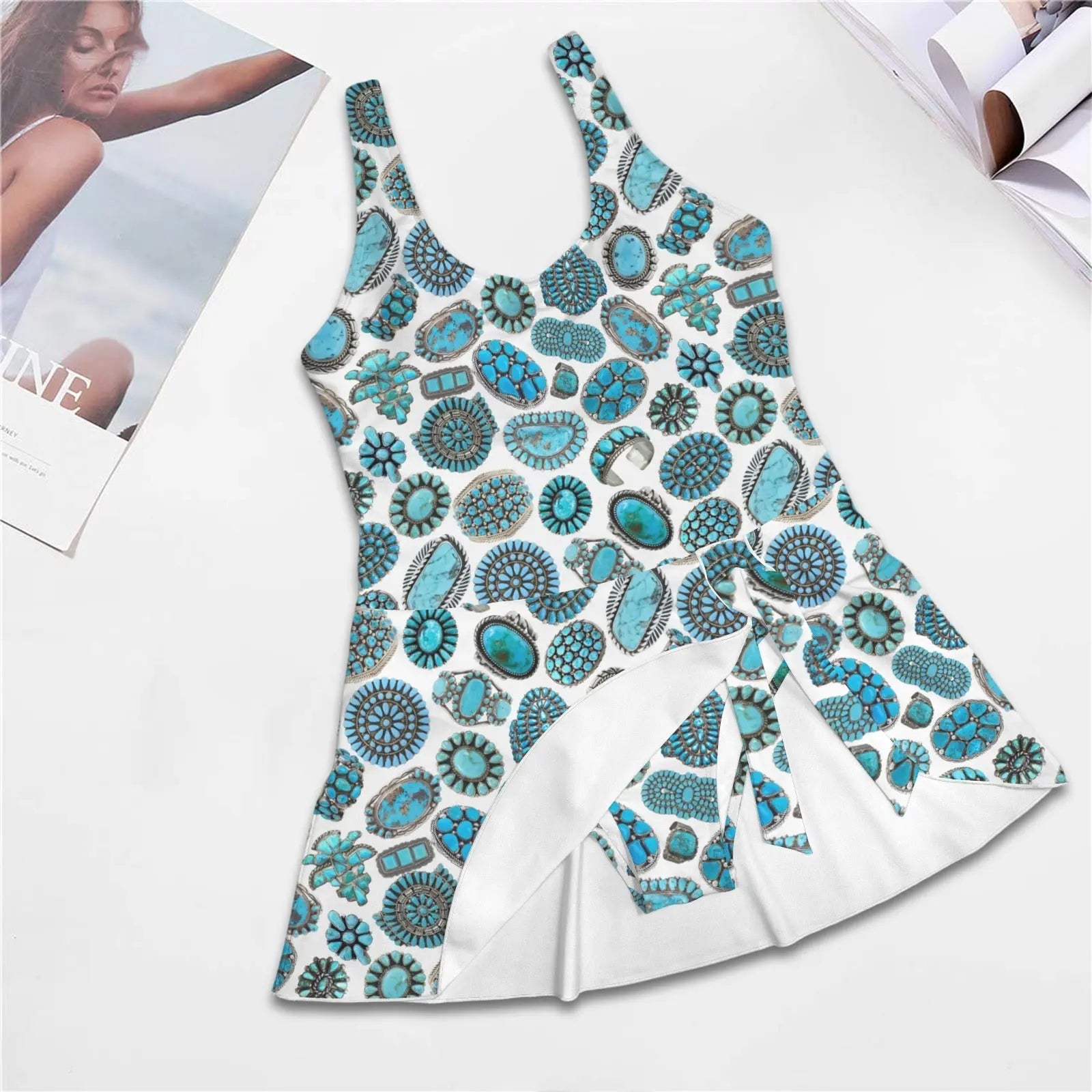 Baha Ranch All Turquoise Skirted Swimsuit Baha Ranch Western Wear