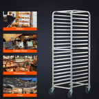 Bun Pan Rack, 20-Tier Commercial Bakery Racks with Brake Wheels, Aluminum Racking Trolley Storage for Half & Full Sheet, Speed Rack For Kitchen Home, Bread Baking Equipment, 26'L x 20.4'W x 70'H