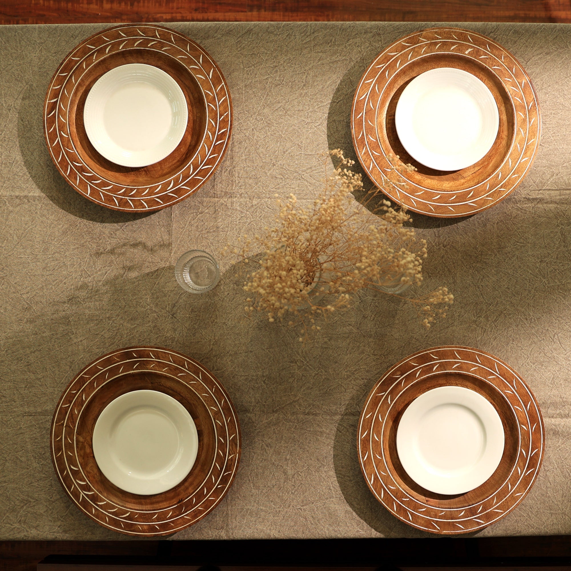 Handcrafted 13' Wood Charger Plate Wooden Dinning Placemat Artisan Wood Tableware