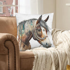 Baha Ranch Fancy Horse on White Velvety Soft Pillow Case Made in America Baha Ranch Western Wear