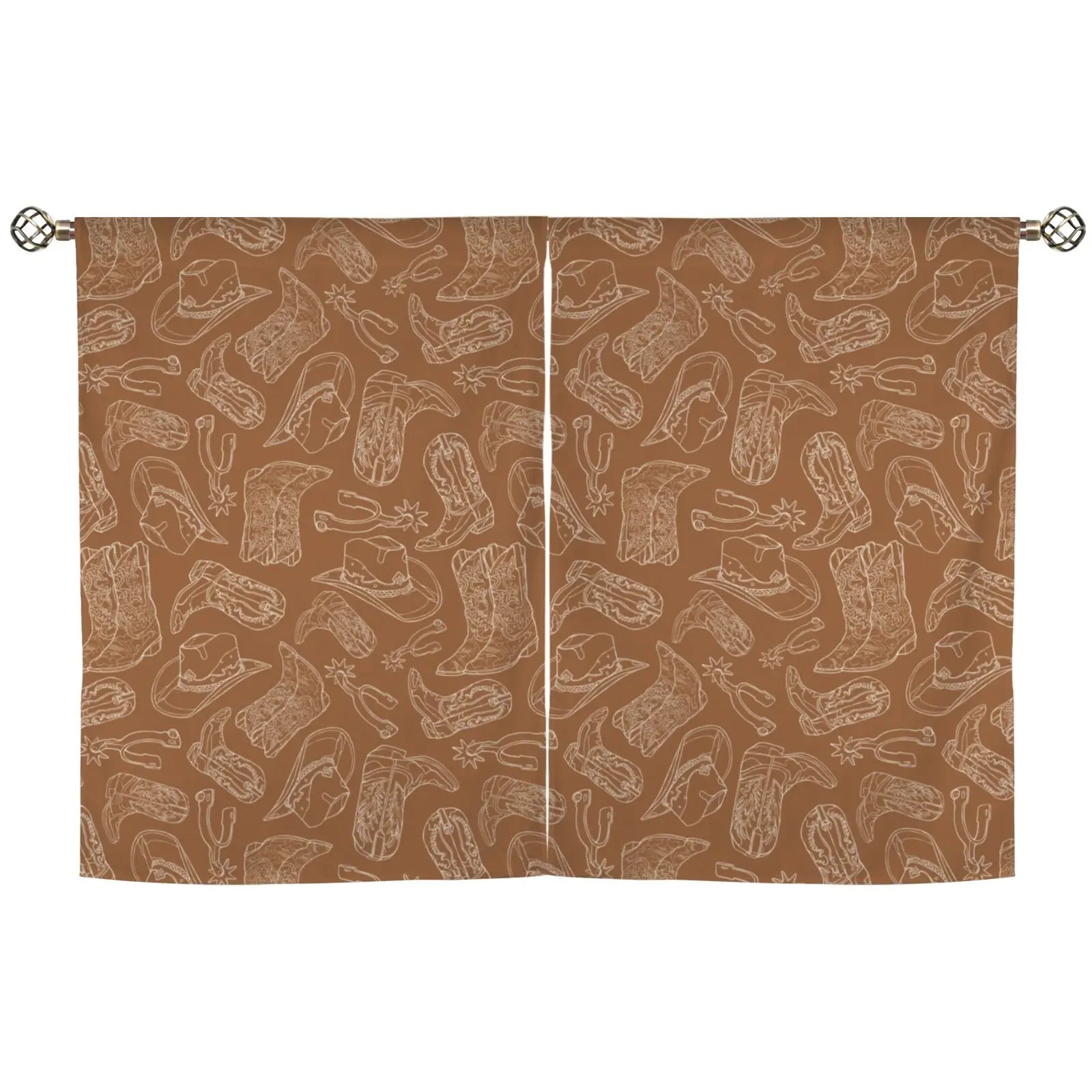 Western Print Curtains Window Curtain 28"x40" (2-Piece) Made in America Baha Ranch Western Wear