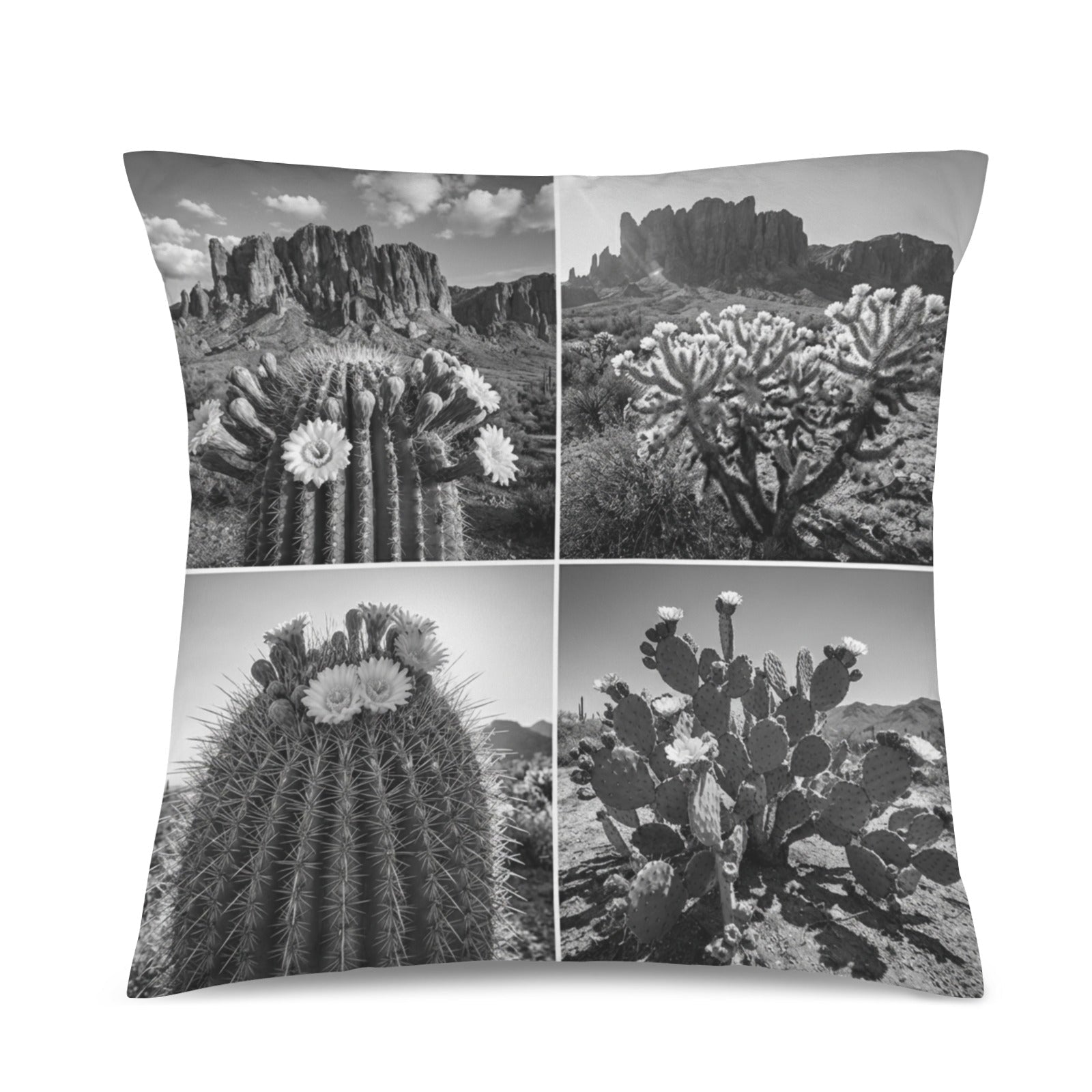 Baha Ranch Black White Cactus Velvety Soft Pillow Case Made in America Baha Ranch Western Wear