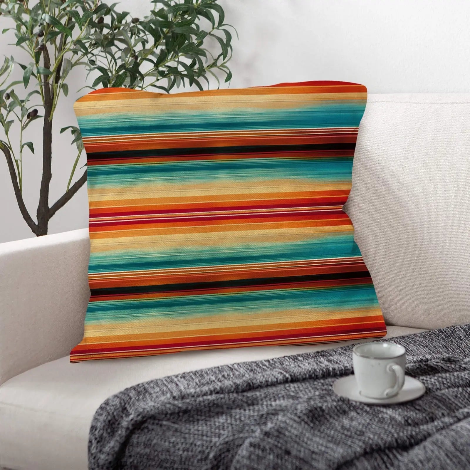 Colores De Mexico Southwest Serape Pillow Case 18x18" Made in America Baha Ranch Western Wear