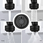 Kitchen Faucet with Pull Down Sprayer and 4 Spraying Modes Single Handle Commercial Spring Kitchen Sink Faucet Matte Black 1 or 3 Hole