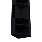Oban Corner Bar Cabinet with Five Shelves , Eight Bottle Cubbies and Steamware Black