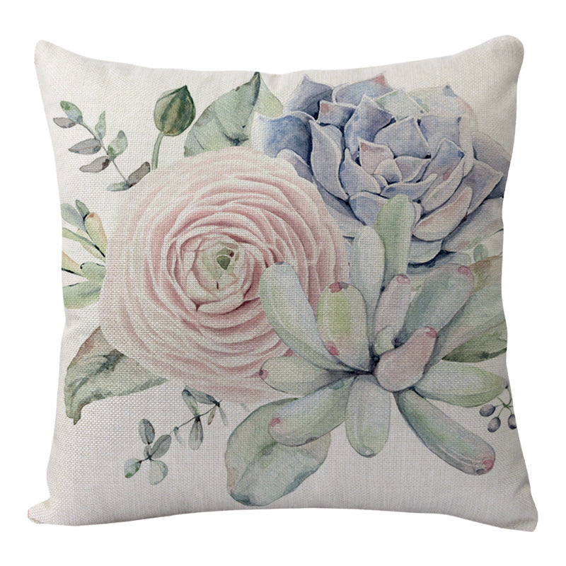 Flowers And Birds Flowers Flax Pillow Car And Sofa Cushion Lumbar Pillow