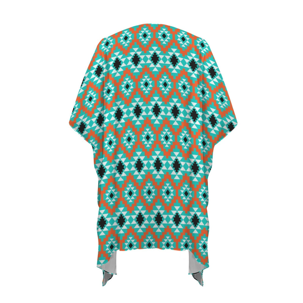 Baha Ranch Turquoise Aztec Duster Kimono Coverup Baha Ranch Western Wear