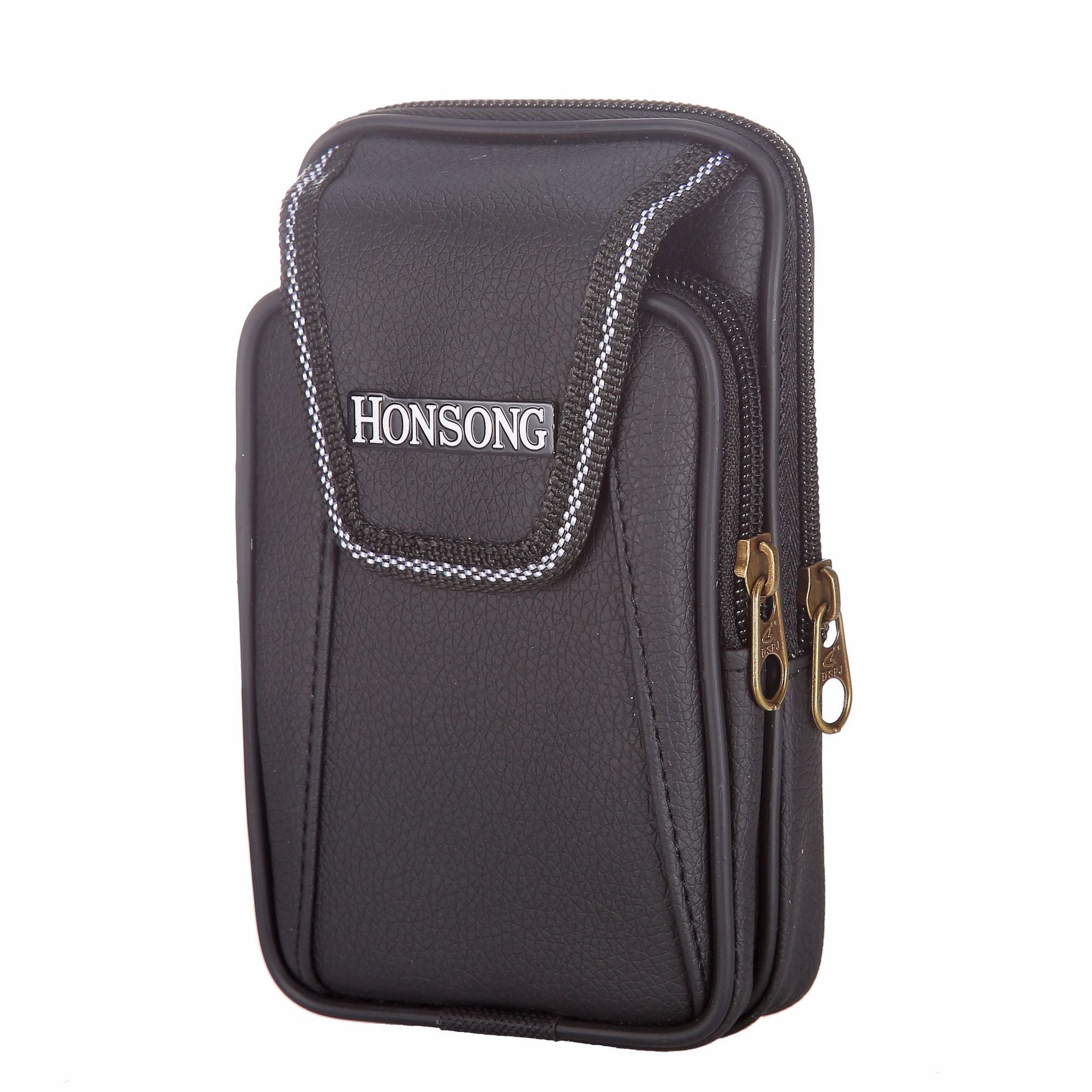 Men's Fashion Double Zipper Through The Belt Coin Purse