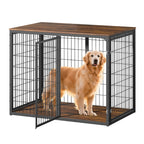 47'' Dog Crate Dog Cage Furniture with 3 Doors,for Large & Medium Dogs.Rustic Brown