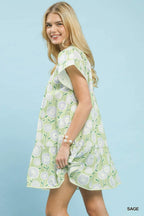 Umgee Floral Print Tiered Babydoll Dress