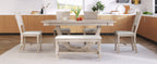 TOPMAX Modern Style Natural Wood 6-Piece Dining Table Set with Bench and Chairs, Upholstered Seats, Rubberwood Frame
