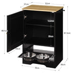 Feeding Station with 1 Storage Cabinets, Pet Feeding Station with 2 Elevated Dog Bowls, Side Hooks, Anti-tip Kit, Hidden Pet Feeder Station for Feeding & Watering, Black
