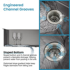 Stainless Steel Kitchen Sink, 27″x19″ Single Bowl, Undermount Handmade Sink in Black, with US Standard Drain and Hook