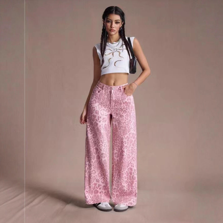Female Loose Fit Straight Loose Wide Leg Jeans