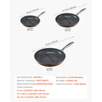 3 Piece Frying Pan Aluminum Skillet Set 8 10 12 in Handle Pre-Seasoned Grey
