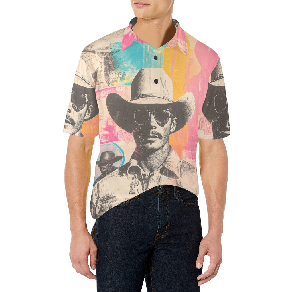 Baha Ranch Retro Pop Western Cool Cowboy Polo Shirt Baha Ranch Western Wear