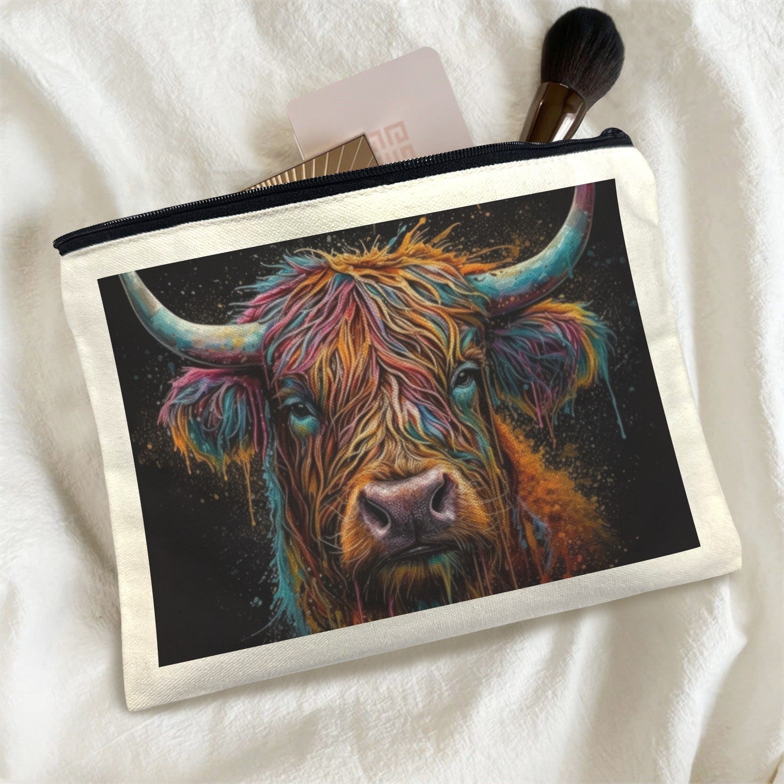 Painted Highland Cow Cosmetic Bag Pack of 5 Made in America Baha Ranch Western Wear