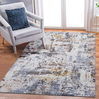 NAAR PAYAS Collection 5X7 Ivory / Blue / Abstract Area Rug