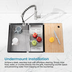 Stainless Steel Kitchen Sink, 30″x19″ Single Bowl, Undermount Handmade Sink in Brushed, with Cutting Board, Colander