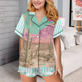 Baha Ranch Retro Pop Western Howdy Desert Cowgirl Satin Pajamas Baha Ranch Western Wear