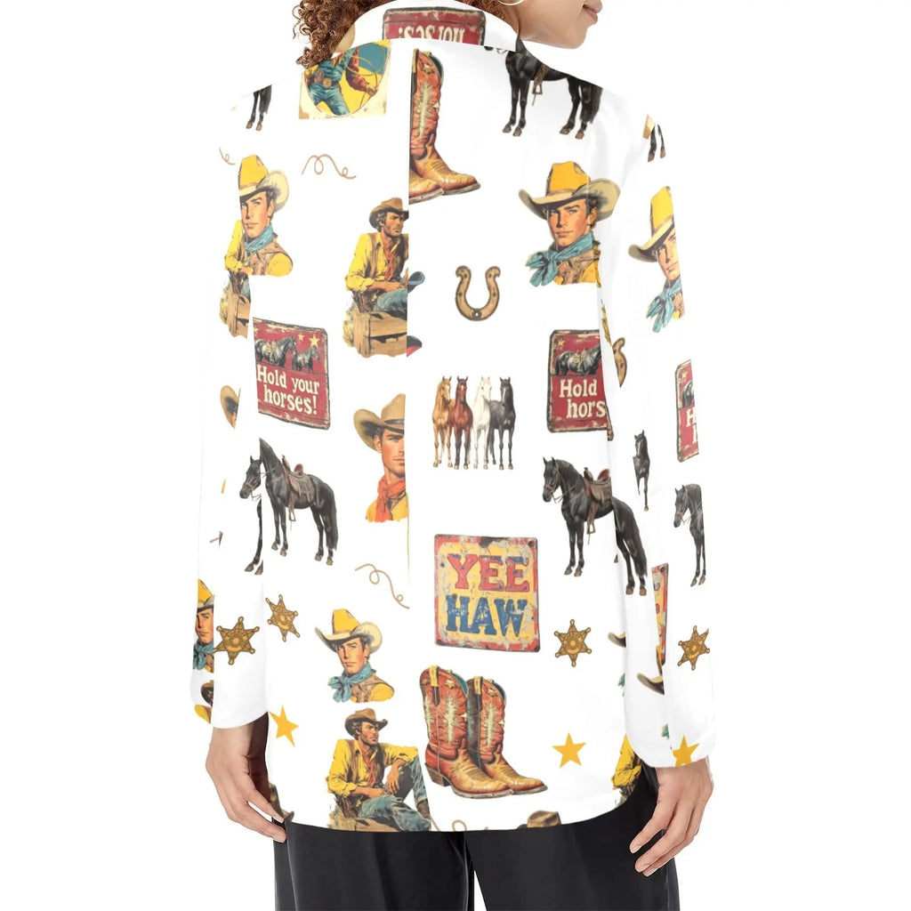 Baha Ranch Vintage Cowboy Collage Western Women's Blazer Baha Ranch Western Wear