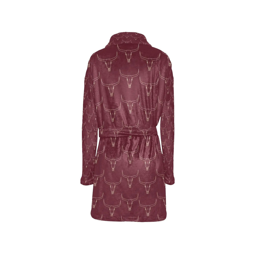 Burgundy Longhorn Women's Western Bath Robe Baha Ranch Western Wear