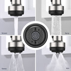 Kitchen Faucet with Pull Down Sprayer and 4 Spraying Modes Single Handle Commercial Spring Kitchen Sink Faucet Brushed Nickel 1 or 3 Hole