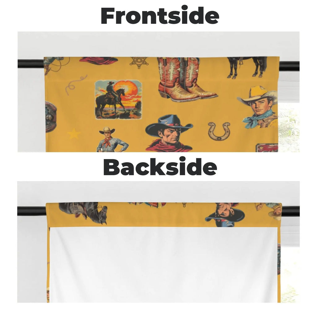Vintage Cowboy Collage Western Curtains 28" x 40" Made in America Baha Ranch Western Wear