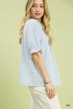 Umgee Stripe V-Neck Blouse