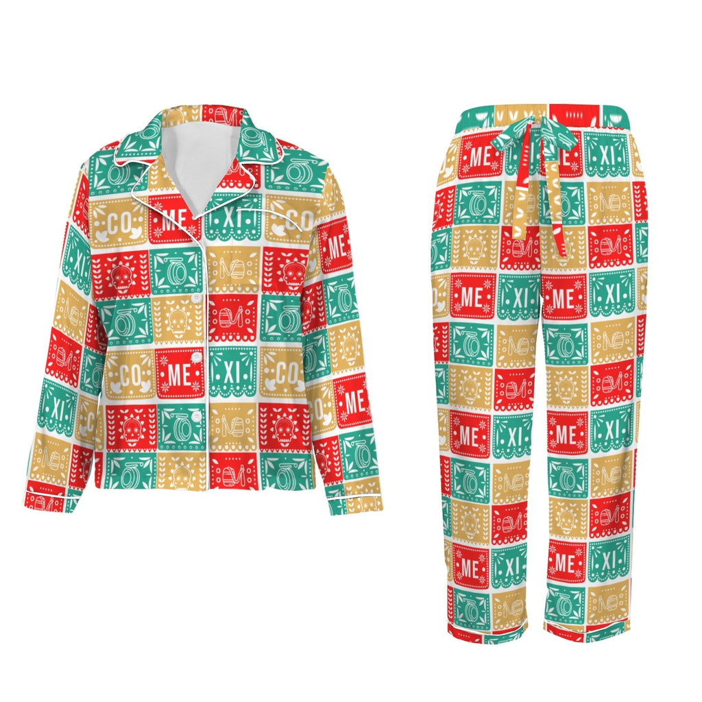 Baha Ranch Colores De Mexico Picado Womens Satin Pajamas Baha Ranch Western Wear