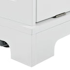 K&K Fluted Kitchen Island with Trash Can Storage Cabinet, Power Outlet, Internal Storage Rack, Rolling Kitchen Islands on 5 Wheels with 3 Drawer, 3 Open Side Racks for 10 Gallon Garbage Bin, White