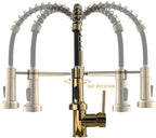 Commercial Black and Gold Kitchen Faucet with Pull Down Sprayer, Single Handle Single Lever Kitchen Sink Faucet