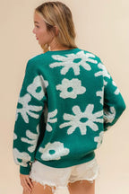 BiBi Flower Pattern Long Sleeves Sweater Top