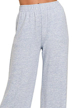 Zenana Soft Melange Hacci Elastic Waistband Lounge Pants