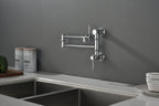Wall mounted Pot Filler Faucet, Modern Brass Pot Filler Two-Attachment Wall Mount Folding Kitchen Pot Filler Swing Arm