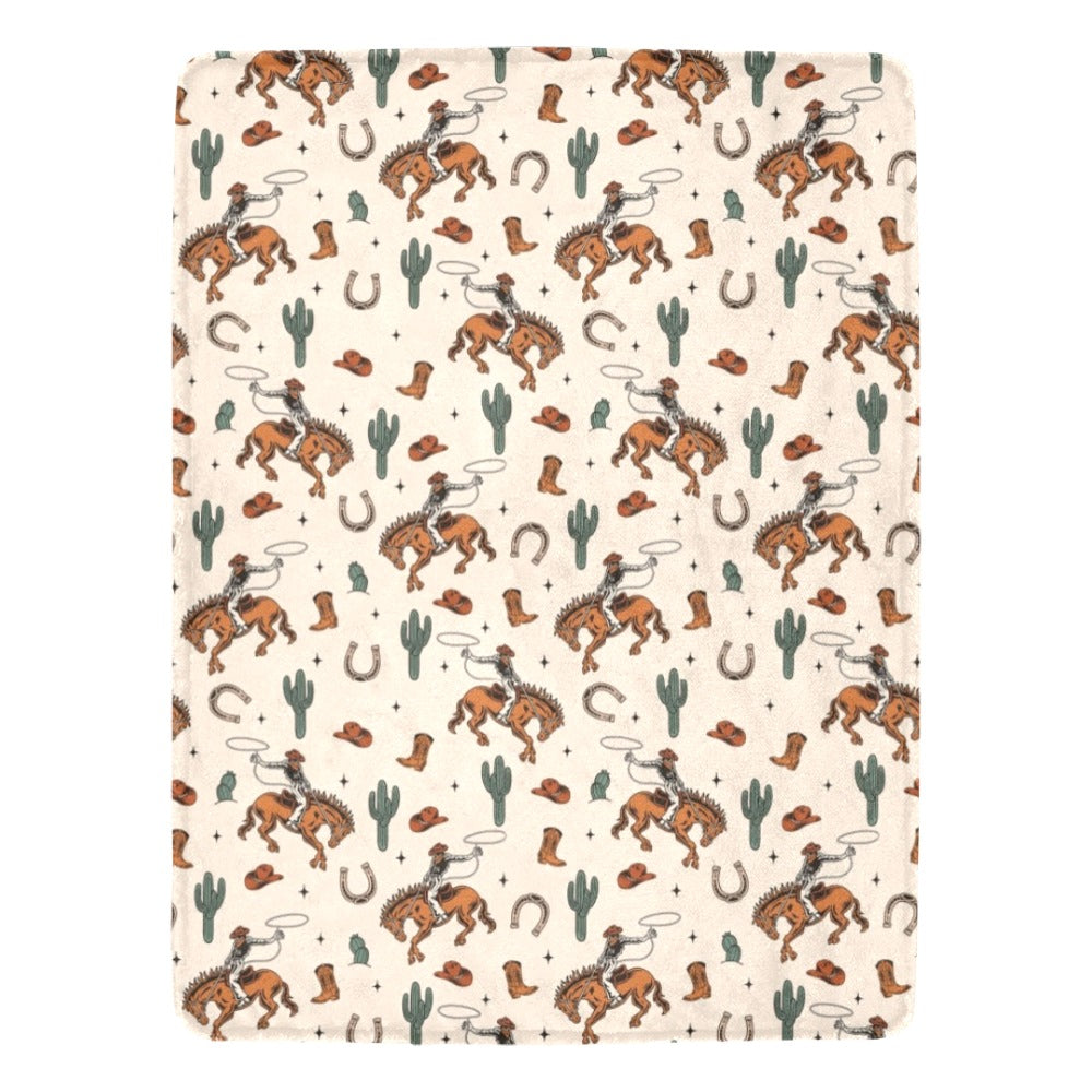 Rodeo Cowboy Throw Blanket Ultra-Soft Micro Fleece Blanket 60" x 80" Made in America Baha Ranch Western Wear