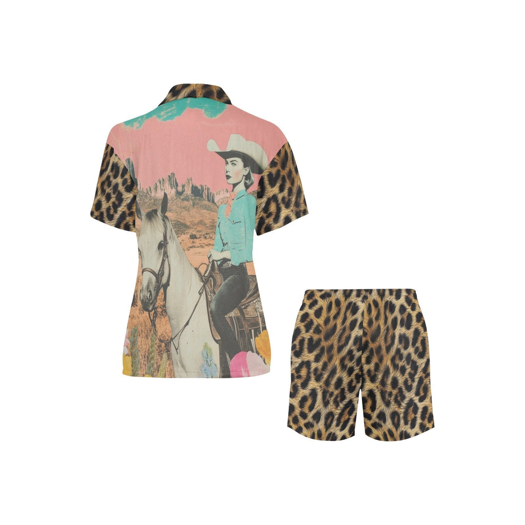Baha Ranch Retro Pop Western Leopard Cowgirl Pajama Set Baha Ranch Western Wear