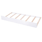 Full Size Storage Platform Bed with Pull Out Shelves and Twin Size Trundle, White